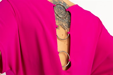 Ring Detail Long Big Size Dress - Fuchsia