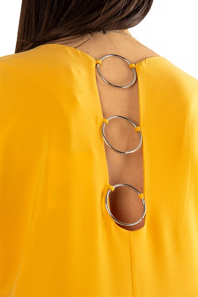 Ring Detail Long Dress - Mustard