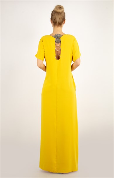 Ring Detail Long Dress - Yellow