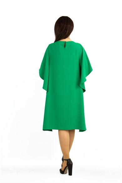 Short Sleeve Batwing V-neck Dress