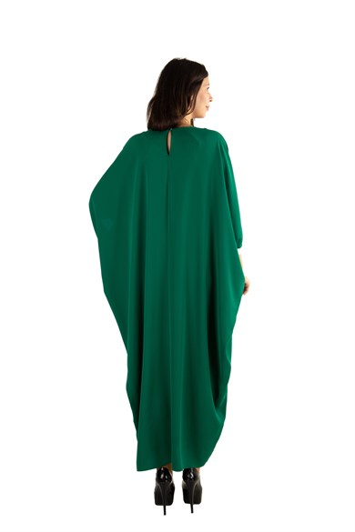 Short Sleeve Batwing V-neck Long Dress