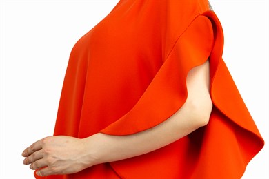 Short Wavy Sleeves Plain Big Size Dress - Orange