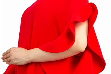 Short Wavy Sleeves Plain Big Size Dress - Red