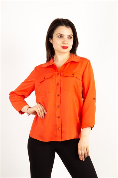 Silk Looking Classic Shirt - Orange