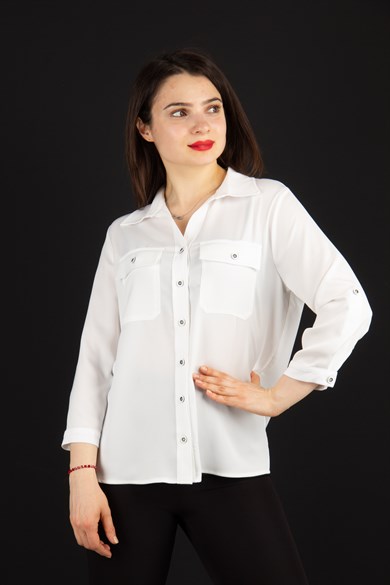 Silk Looking Classic Shirt - White