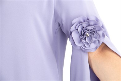 Slit Sleeve Dress with Rose Detail - Lilac