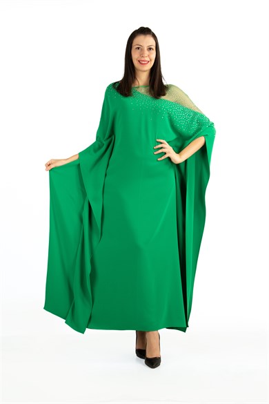 Stone Detailed Maxi Dress - Grass Green