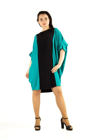 Stony Front Bat Sleeve Mini Dress - Benetton Green