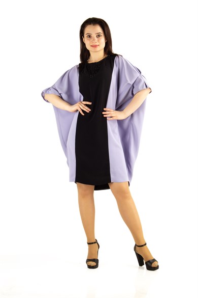 Stony Front Bat Sleeve Mini Dress - Levander