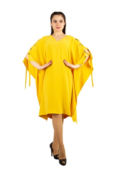 Strap and Ring Detailed Shoulders Dress - Yellow