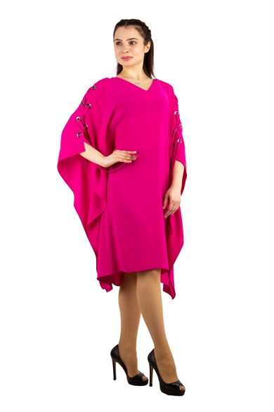 Strap and Ring Detailed Shoulders Dress - Fuchsia