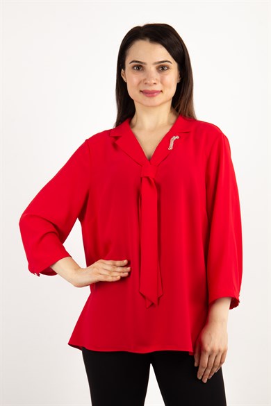 Tie Neck Blouse - Red