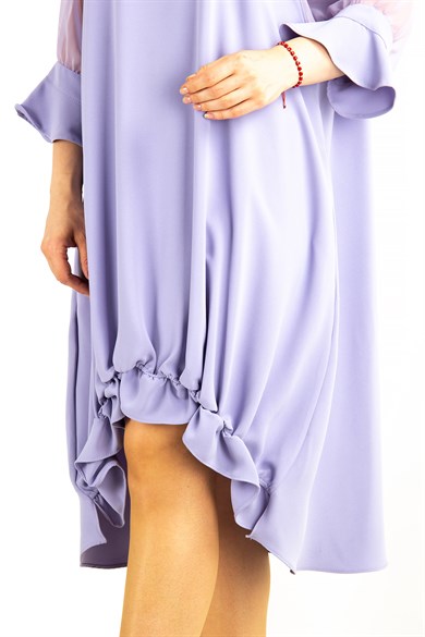 Tulle Sleeve Oversize Dress - Lilac