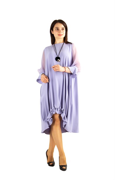 Tulle Sleeve Oversize Dress - Lilac
