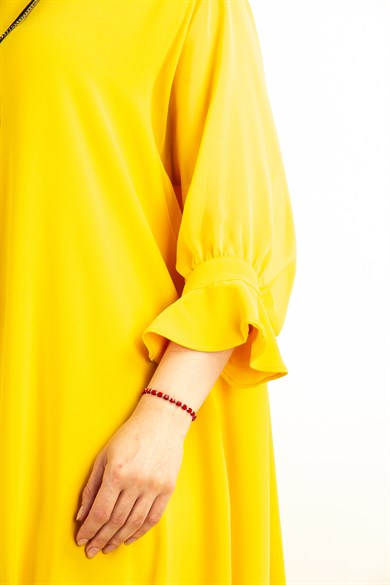 Tulle Sleeve Oversize Dress - Yellow