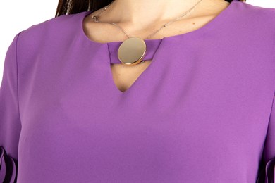 Wavy Short Sleeves Dress - Purple