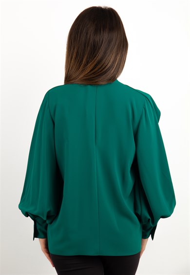 Wrap Neck Pleated Blouse