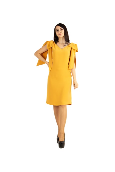Tie Shoulder Sleeveless Dress - Mustard